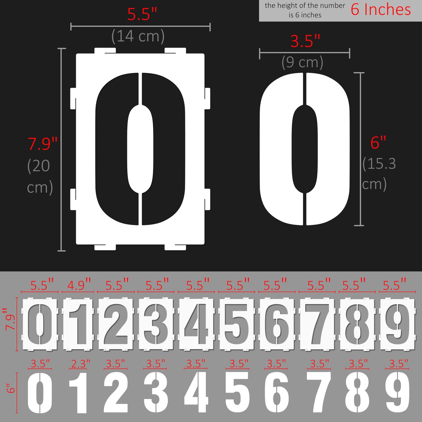 Stencilogy® Interlocking Number Stencil Set – 20 Reusable Pieces for Numbers 0–9 – Durable 10 Mil... - View 9 | Stencilogy