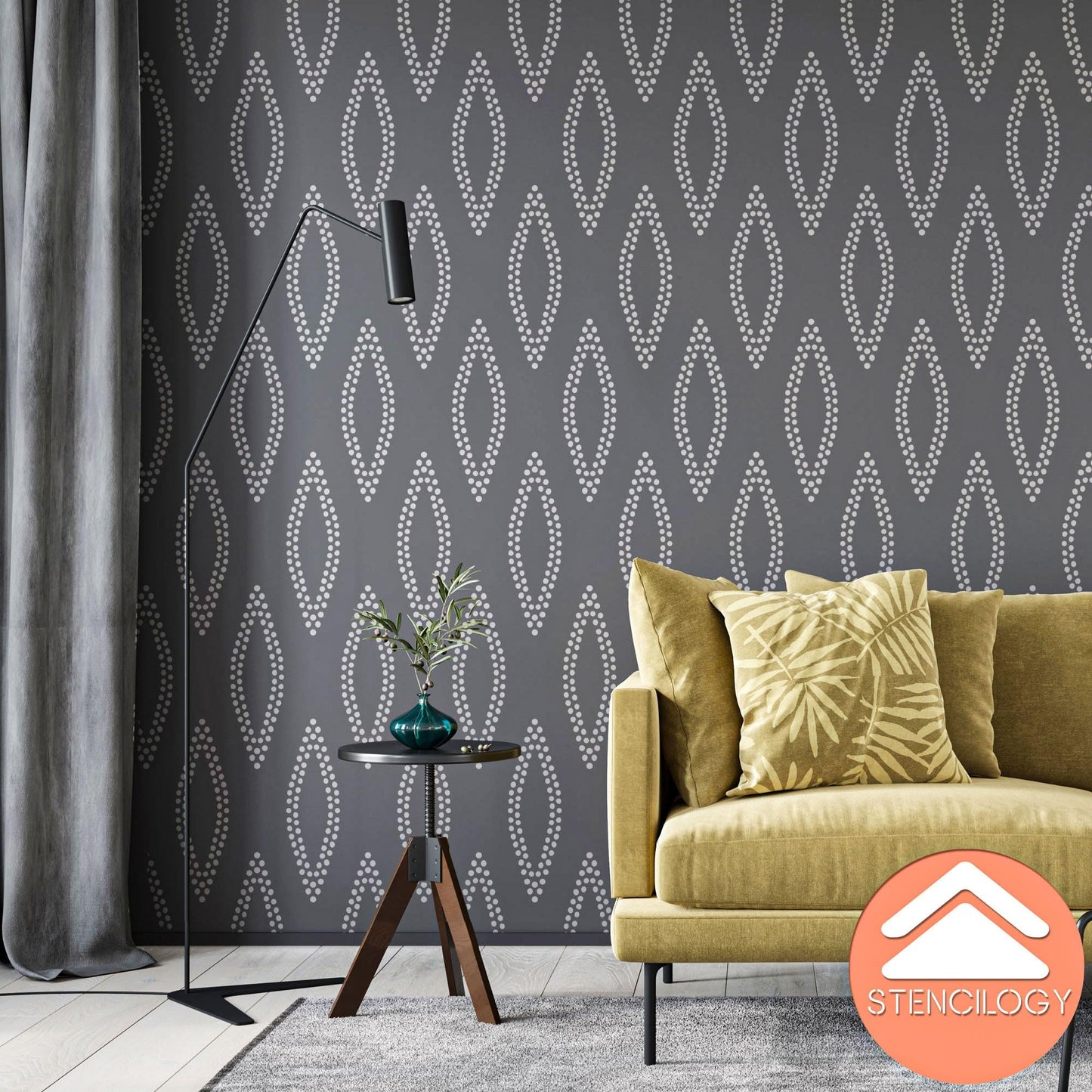 URAL- XL Wall Stencil, Large Allover Wall Stencils for Painting, Stencils for Walls, Large Sashik... - View 4 | Stencilogy