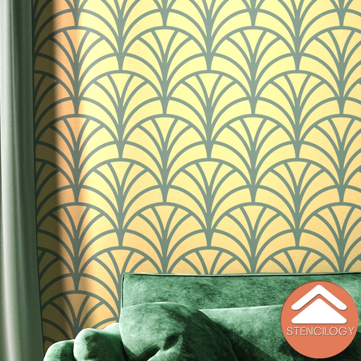 ELBE - Large Floral Wall Stencil Pattern - View 3 | Stencilogy