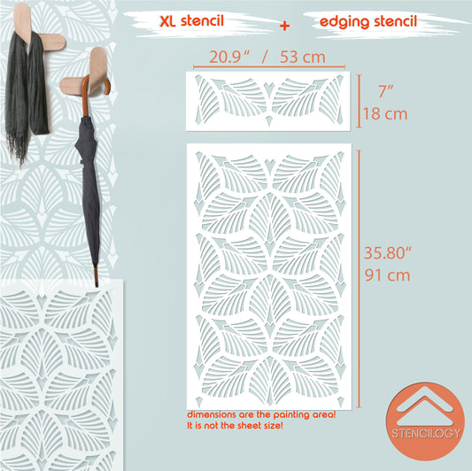 DANUBE - XL Wall Stencil - Palm Leaf / Large Floral Wall Stencil / Large Wall Stencils for Painting / Stencils For Walls / Leaf Stencils