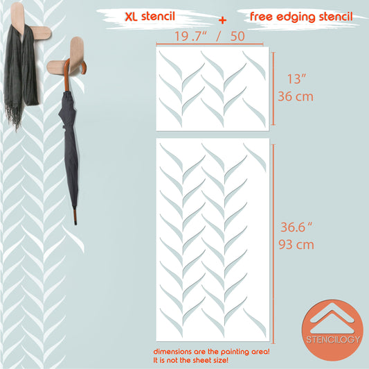KIZIL - Herringbone - Chevron / Large Allover Wall Stencils for Painting / Stencils For Walls / Minimal Wall Stencil Pattern / WALL STENCIL