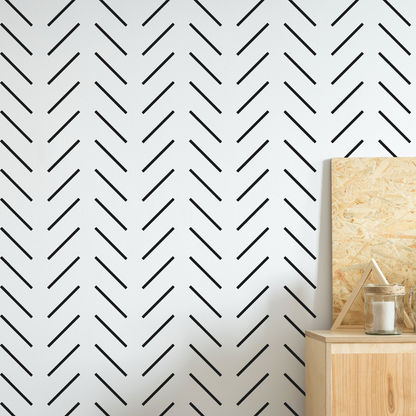 THAMES - XL Wall Stencil Herringbone Minimal / Large Allover Wall Stencils for Painting / Stencils For Walls / Chevron Wall Stencil Pattern