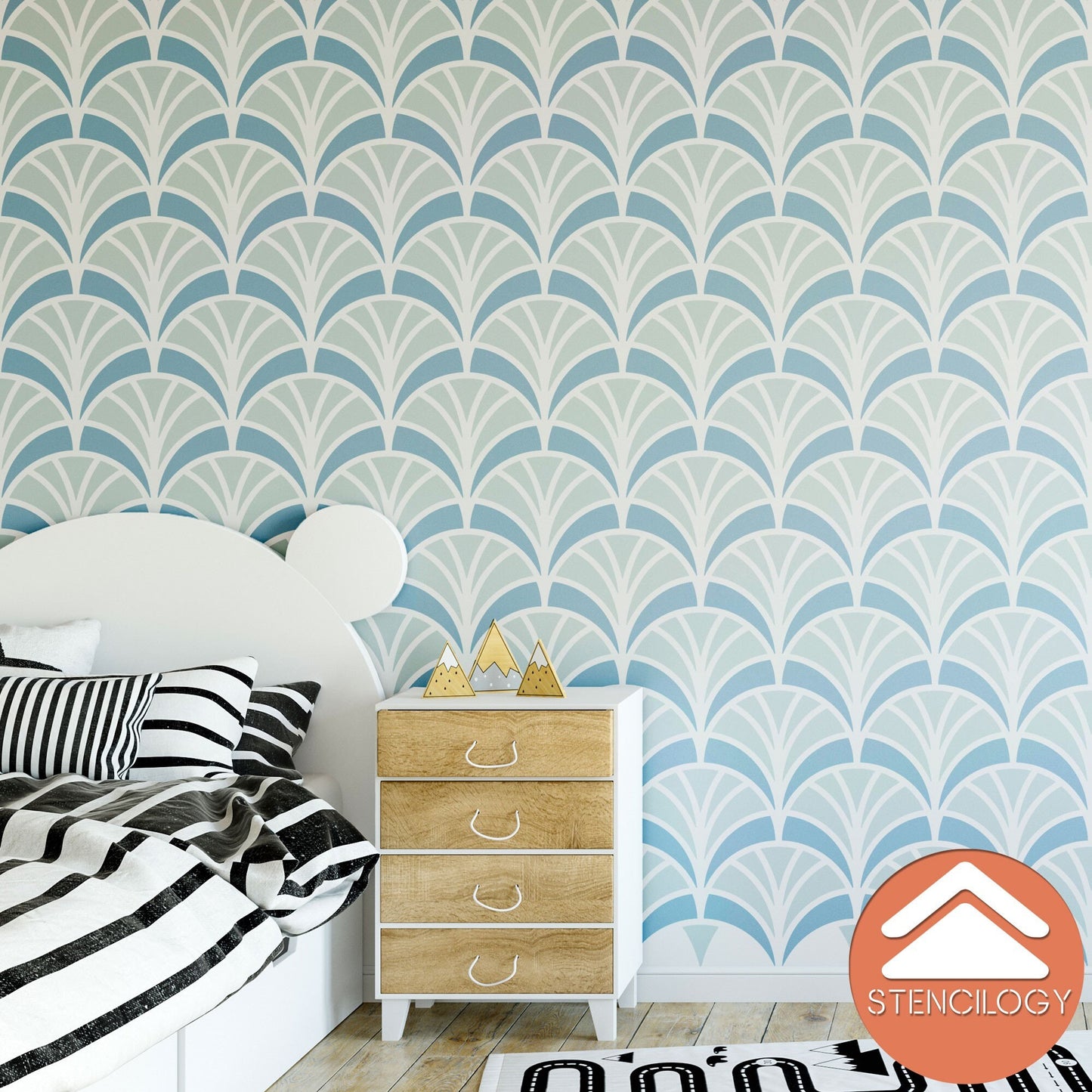 ELBE - Large Floral Wall Stencil Pattern - View 5 | Stencilogy
