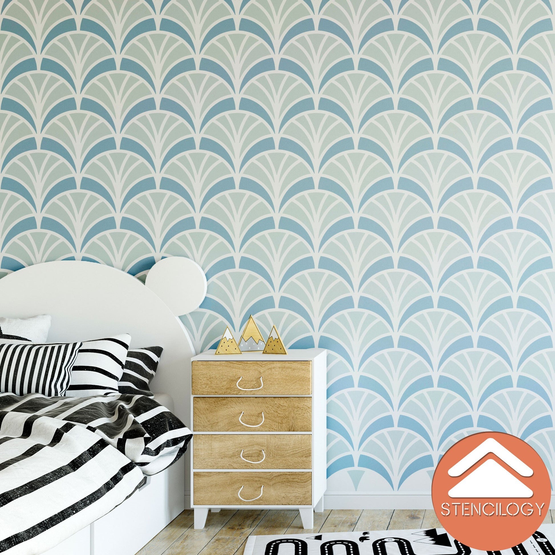 ELBE - Large Floral Wall Stencil Pattern - View 5 | Stencilogy