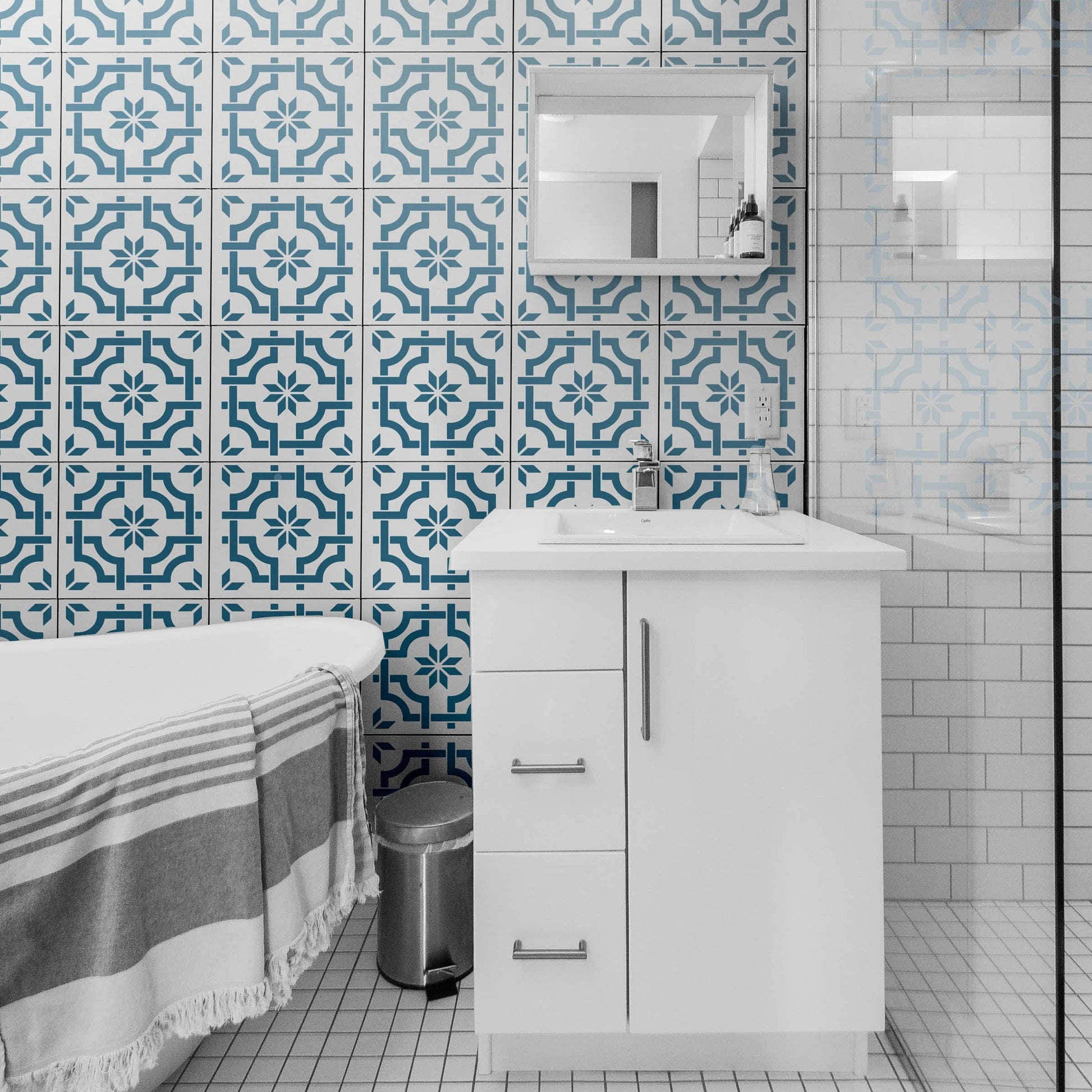 12x12 Tile Stencil - Reusable Wall and Floor Stencil for Painting and Decorating - View 3 | Stencilogy