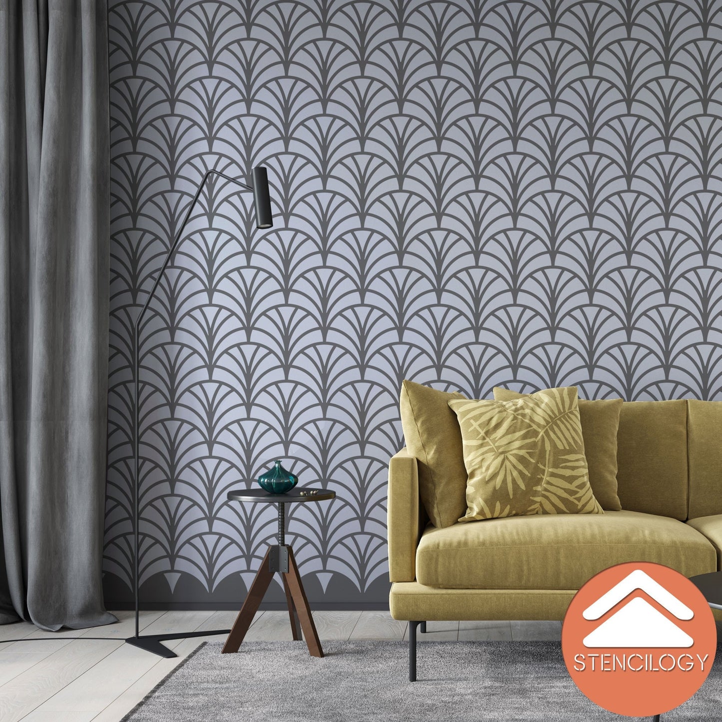 ELBE - Large Floral Wall Stencil Pattern - View 7 | Stencilogy