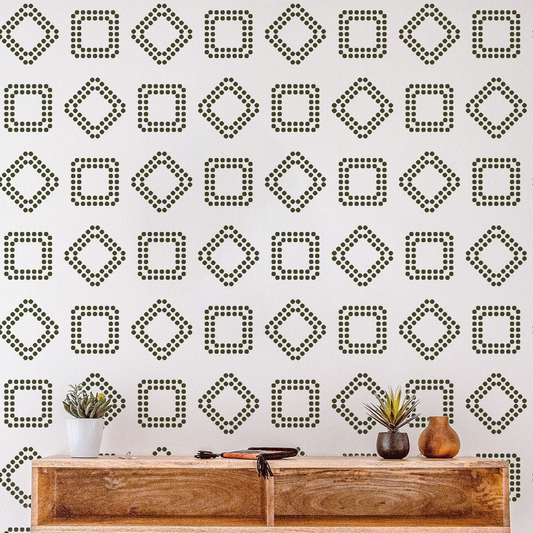 VORONYA - Large Wall Stencil Pattern / Wall Stencils for Painting / Stencils For Walls / Modern Sashiko Stencils / Geometric WALL STENCIL