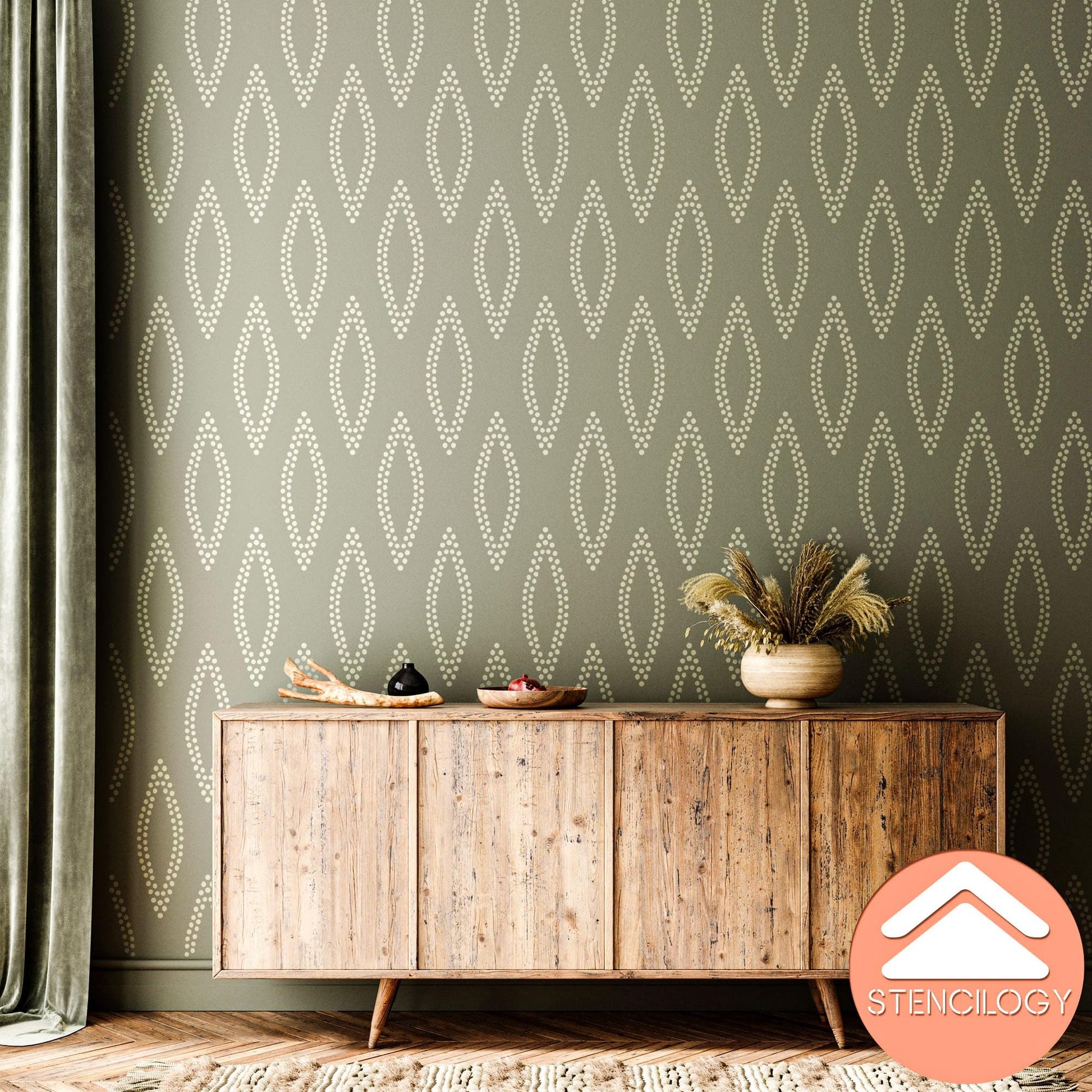 URAL- XL Wall Stencil, Large Allover Wall Stencils for Painting, Stencils for Walls, Large Sashik... - View 5 | Stencilogy