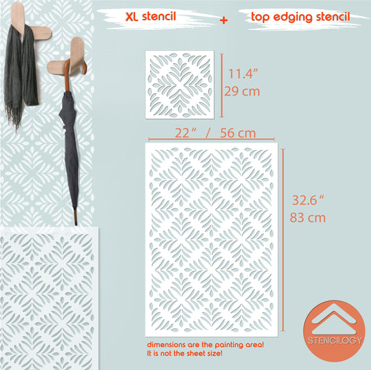 LOIRE - Large Floral Wall Stencil Pattern / Large Wall Stencils for Painting / Stencils For Walls / Leaf Stencils / Large WALL STENCIL