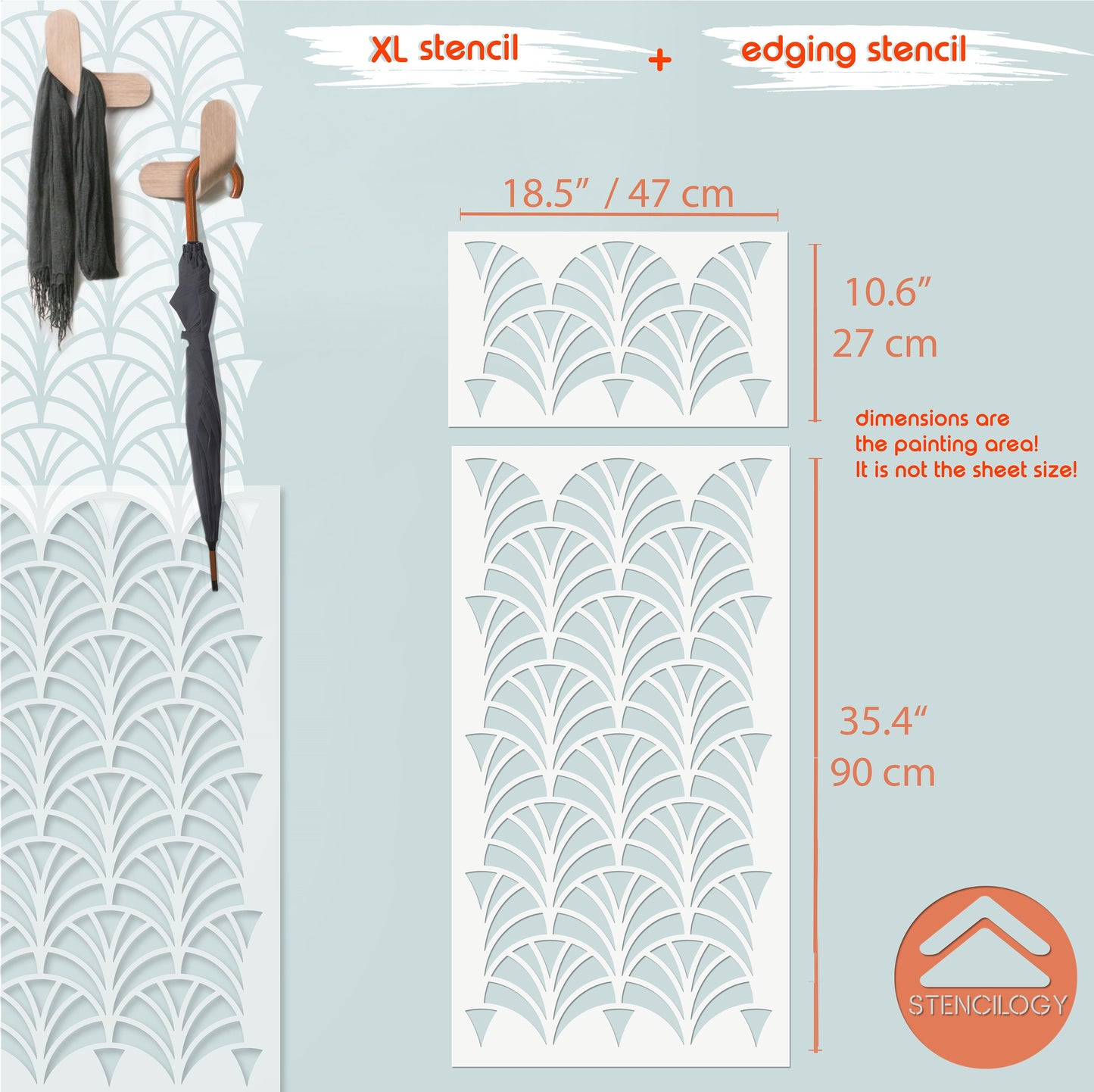 ELBE - Large Floral Wall Stencil Pattern - View 2 | Stencilogy