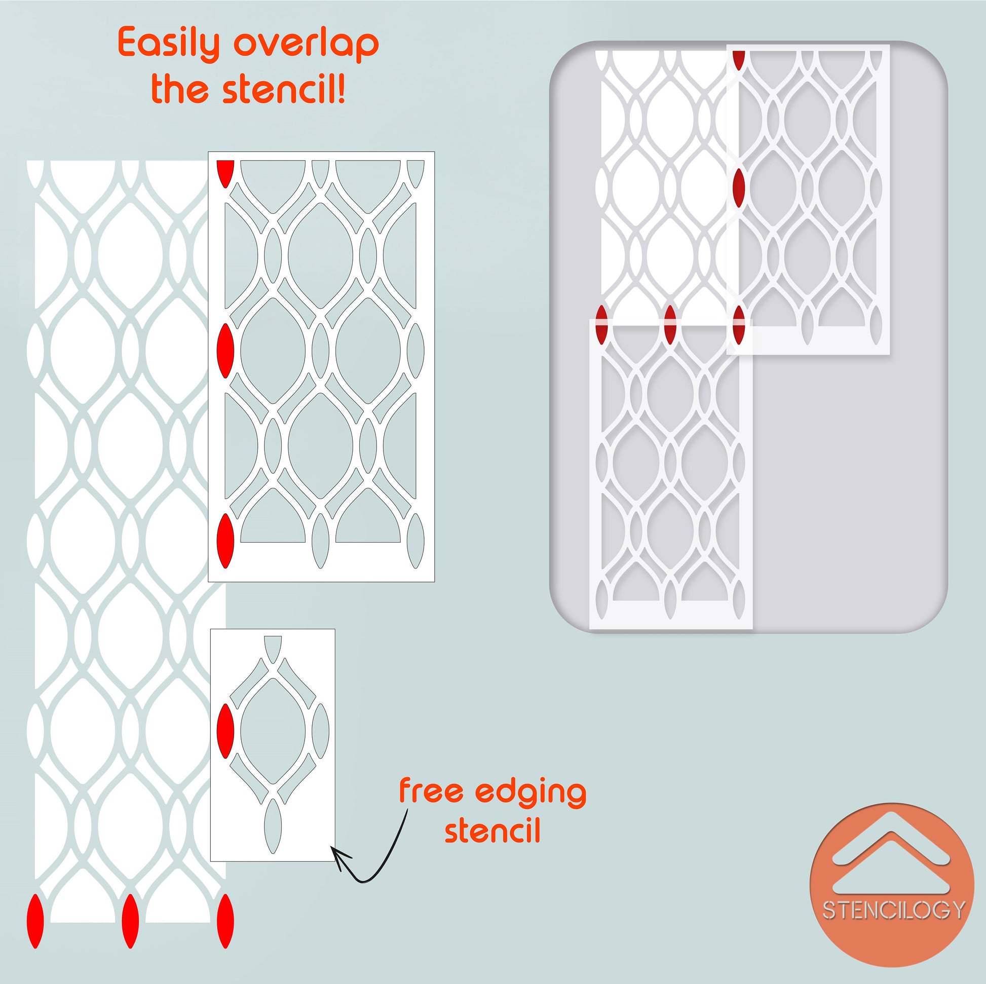 ONEGA - Large Floral Wall Stencil Pattern - View 6 | Stencilogy