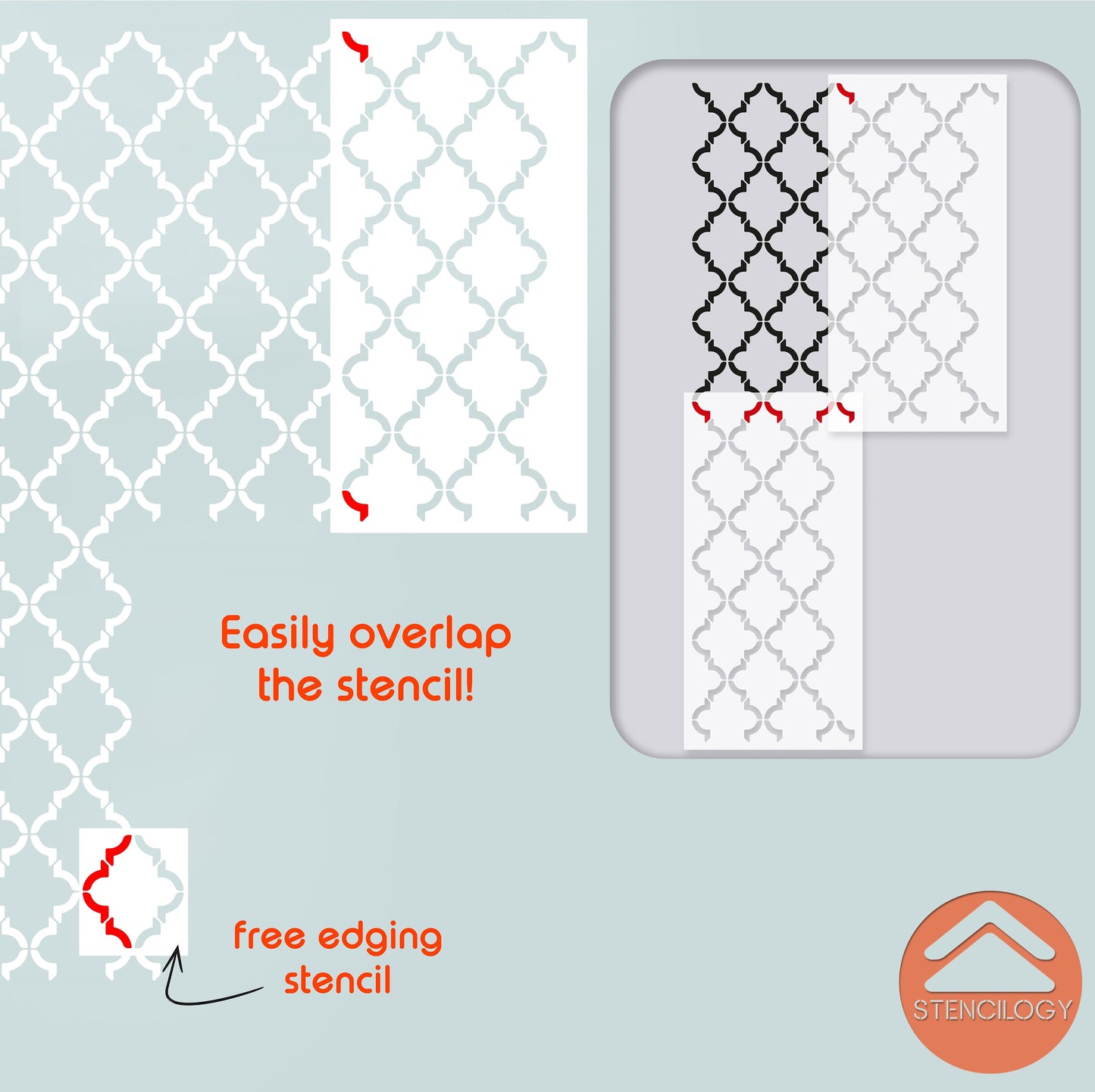 FIRAT - Large Moroccan Wall Stencil Pattern - View 7 | Stencilogy