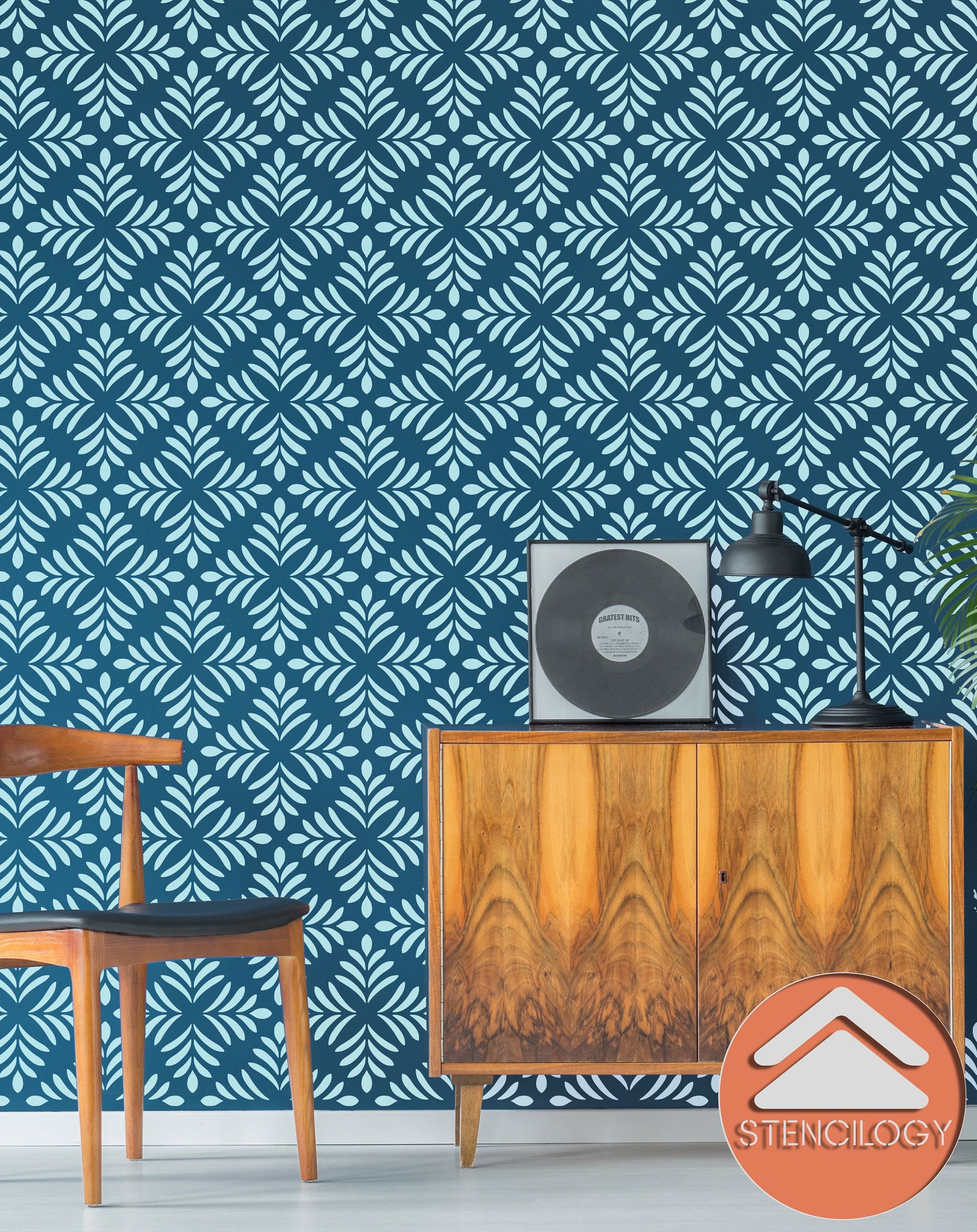 LOIRE - Large Floral Wall Stencil Pattern - View 3 | Stencilogy