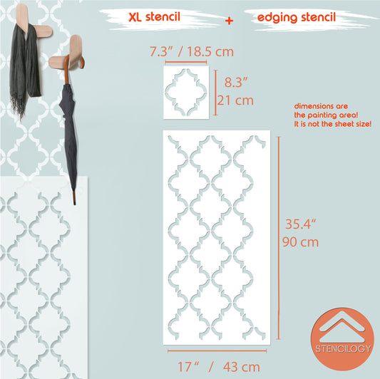 FIRAT - Large Moroccan Wall Stencil Pattern / Large Wall Stencils for Painting / Stencils For Walls / Geometric Stencil / Large WALL STENCIL