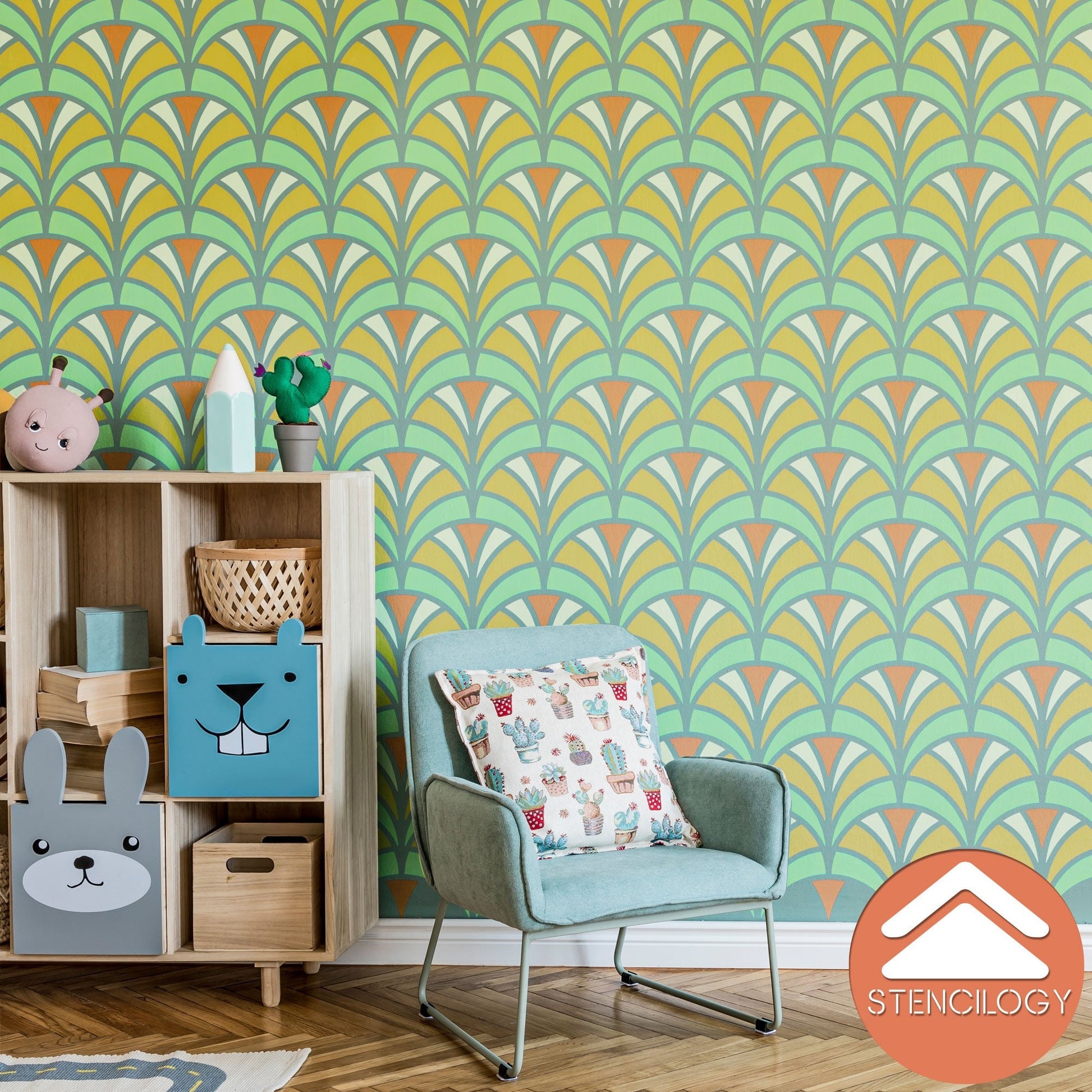 ELBE - Large Floral Wall Stencil Pattern - View 6 | Stencilogy