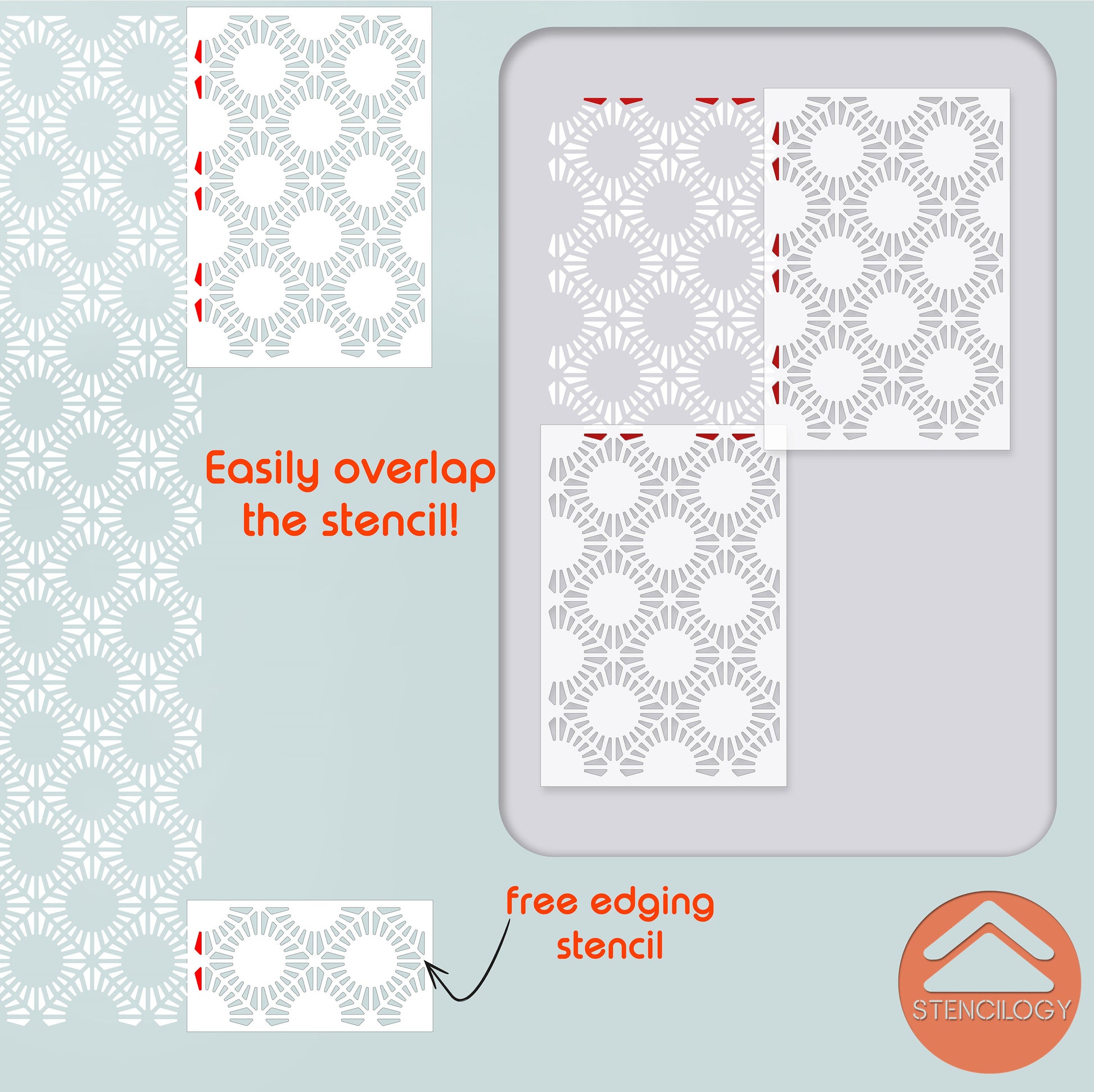 ARNO - Large Wall Stencil Pattern - View 6 | Stencilogy