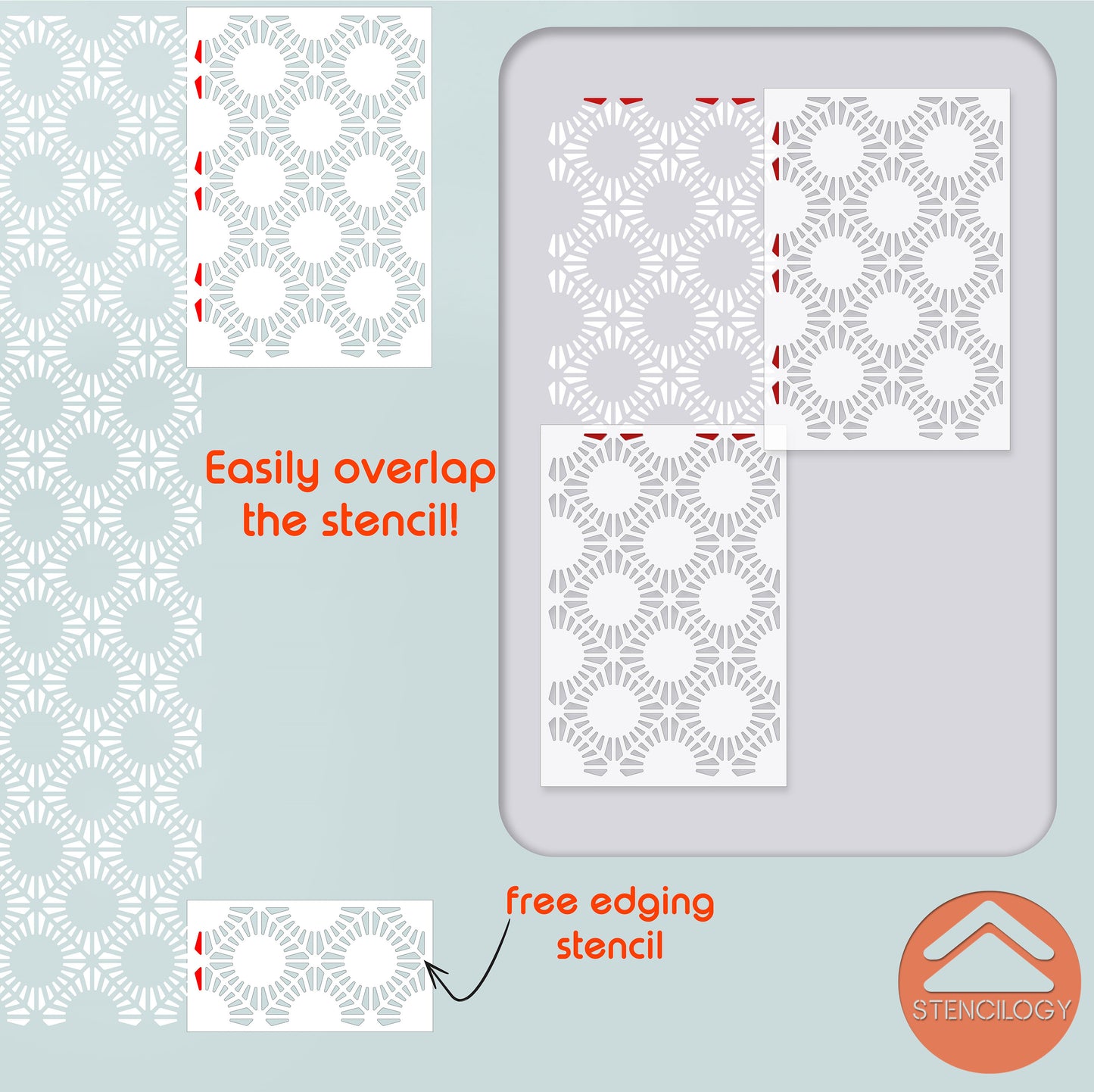 ARNO - Large Wall Stencil Pattern / Wall Stencils for Painting / Stencils For Walls / Modern Floral Stencils / Geometric WALL STENCIL