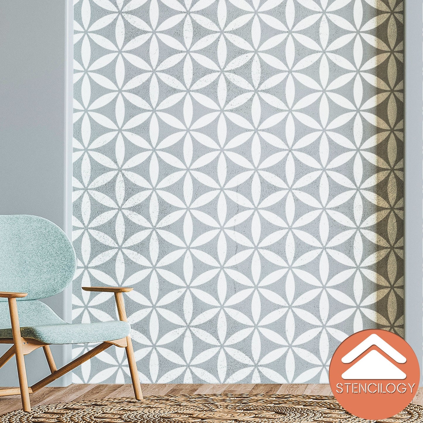 NILE - XL Wall Stencil / Flower of Life Stencil / Wall Stencils for Painting / Stencils For Walls /  Large Floral  Wall STENCIL Pattern