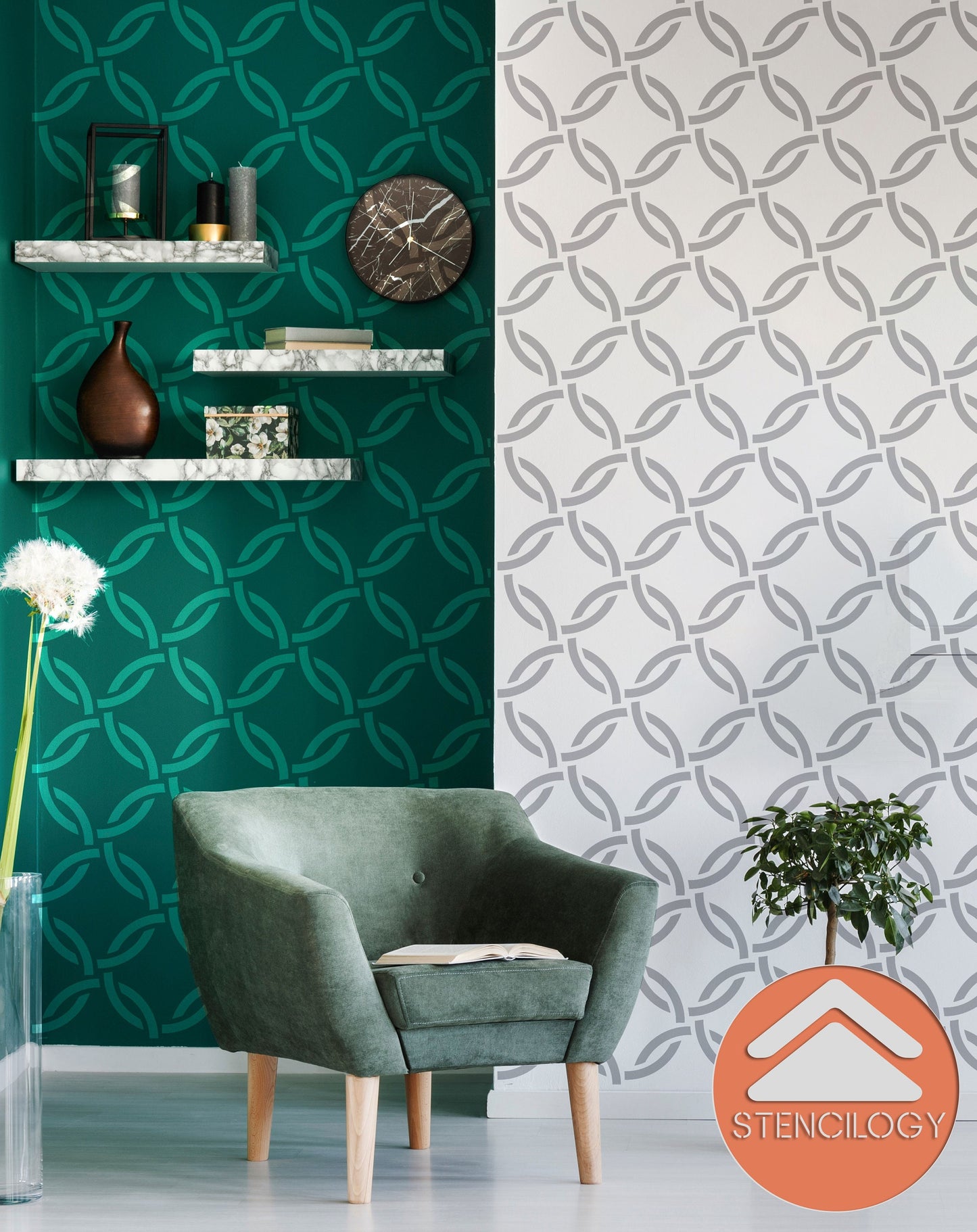 GEDIZ - Large Circle Wall Stencil Pattern - View 4 | Stencilogy
