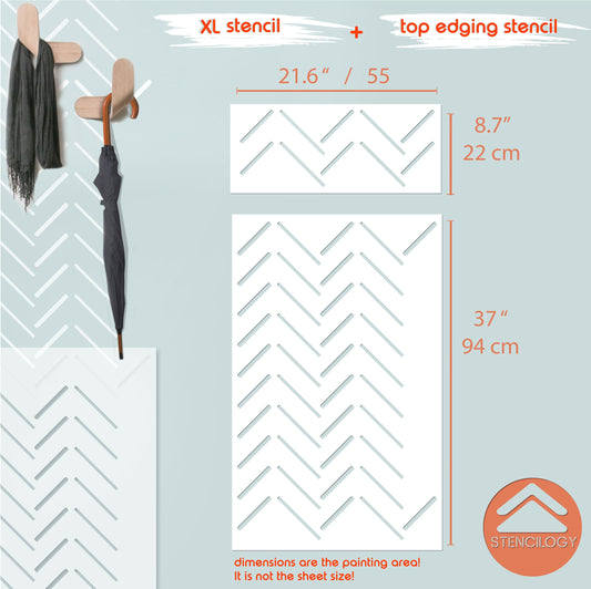 DICLE - Herringbone Stencil / Large Allover Wall Stencils for Painting / Stencils For Walls / Minimal Wall Stencil Pattern / WALL STENCIL
