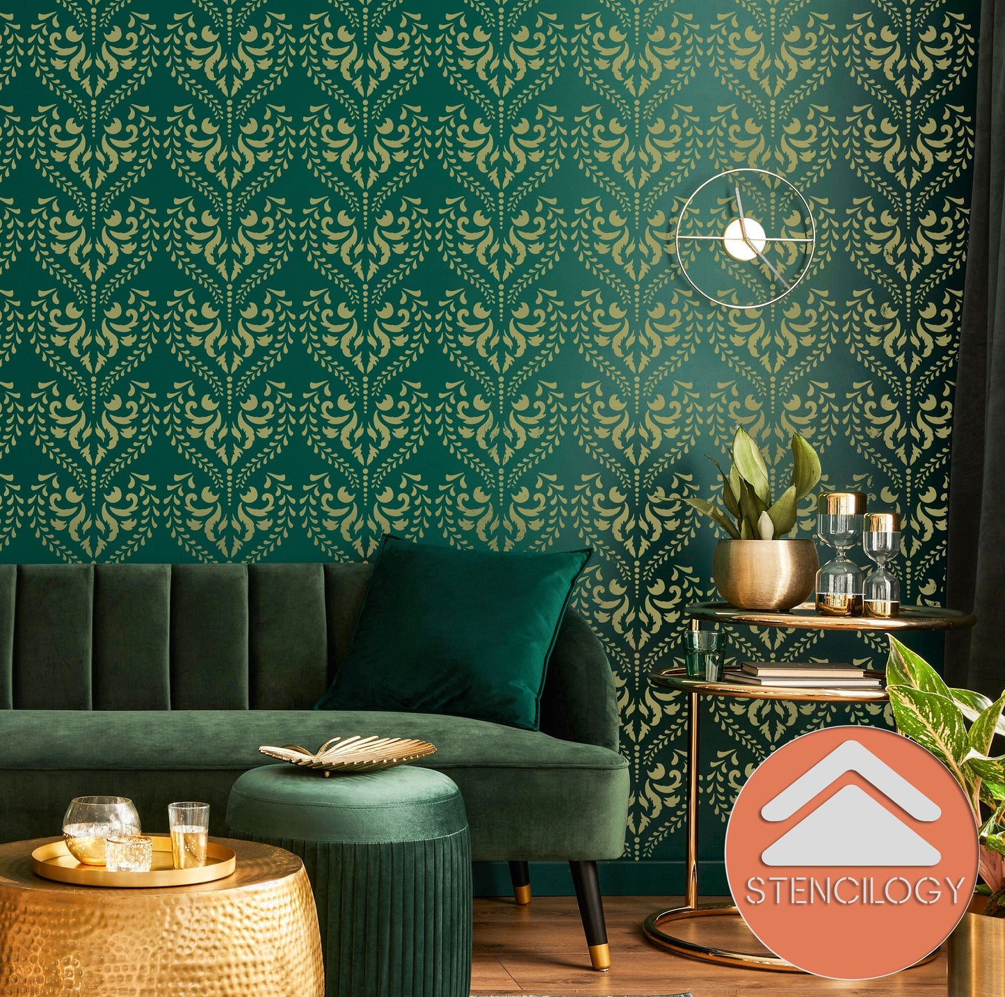 MAAS - Damask Stencil - View 3 | Stencilogy