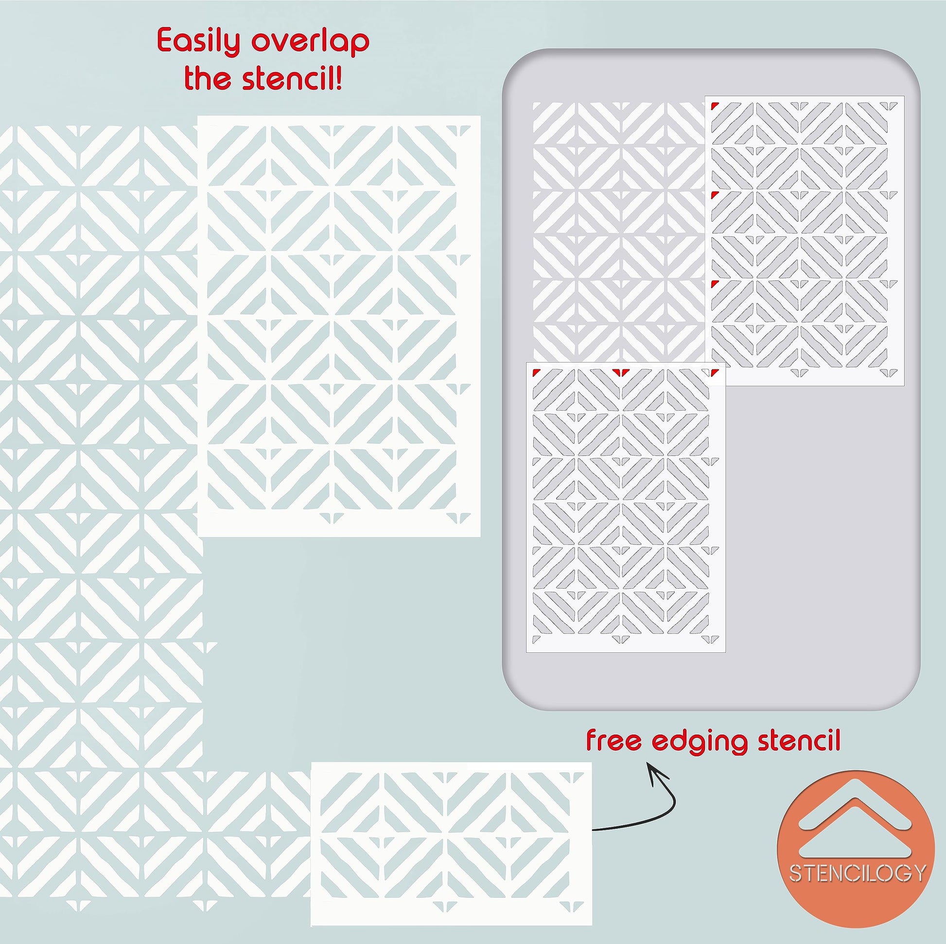 SAMARA- XL Wall Stencil, Modern Stencil, Large Allover Wall Stencils for Painting, Large Ethnic G... - View 4 | Stencilogy