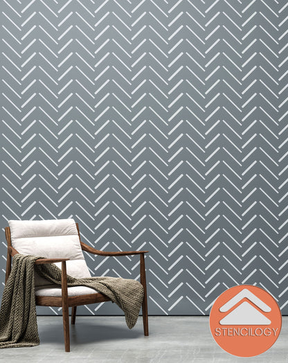 DICLE - Herringbone Stencil / Large Allover Wall Stencils for Painting / Stencils For Walls / Minimal Wall Stencil Pattern / WALL STENCIL