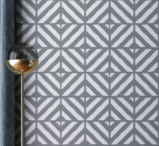 SAMARA- XL Wall Stencil, Modern Stencil, Large Allover Wall Stencils for Painting, Large Ethnic G... | Stencilogy