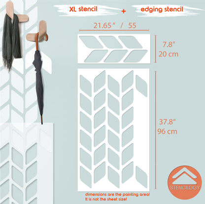 TUNA - Herringbone - Chevron / Large Allover Wall Stencils for Painting / Stencils For Walls / Minimal Wall Stencil Pattern / WALL STENCIL