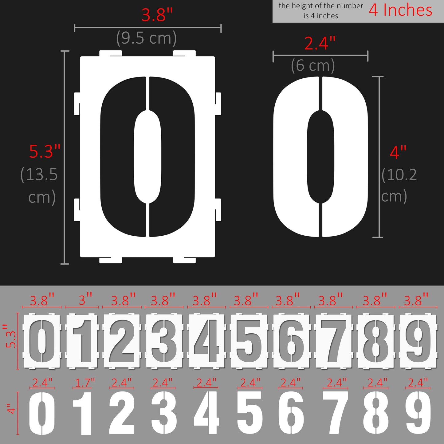 Stencilogy® Interlocking Number Stencil Set – 20 Reusable Pieces for Numbers 0–9 – Durable 10 Mil... - View 8 | Stencilogy