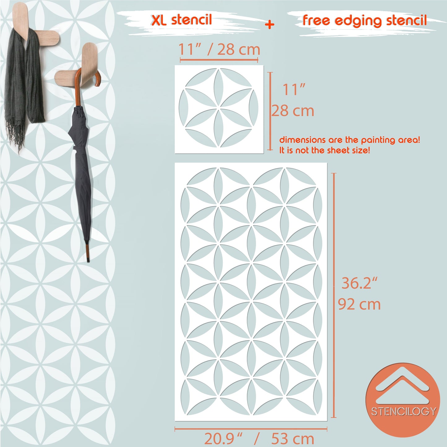 NILE - XL Wall Stencil / Flower of Life Stencil / Wall Stencils for Painting / Stencils For Walls /  Large Floral  Wall STENCIL Pattern