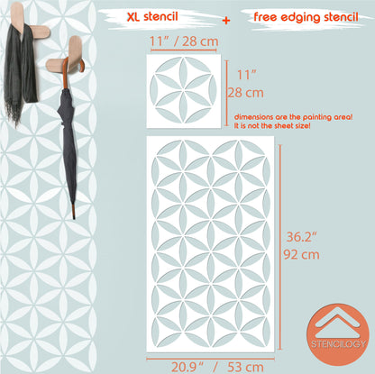 NILE - XL Wall Stencil / Flower of Life Stencil / Wall Stencils for Painting / Stencils For Walls /  Large Floral  Wall STENCIL Pattern
