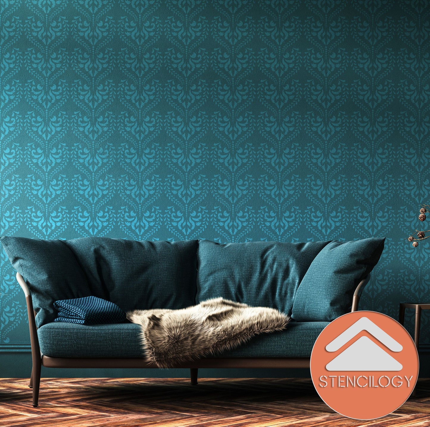MAAS - Damask Stencil - View 5 | Stencilogy