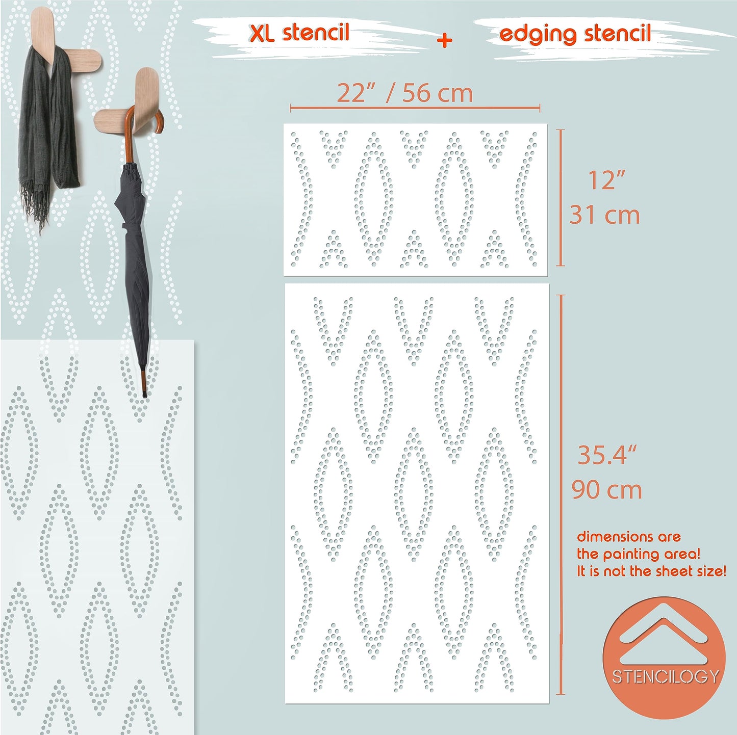 URAL- XL Wall Stencil, Large Allover Wall Stencils for Painting, Stencils for Walls, Large Sashik... - View 2 | Stencilogy