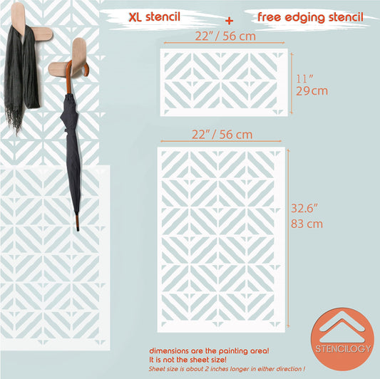 SAMARA- XL Wall Stencil, Modern Stencil, Large Allover Wall Stencils for Painting, Large Ethnic Geometric Wall Stencil