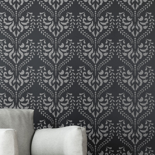 MAAS - Damask Stencil / Large Floral Wall Stencil / Large Wall Stencils for Painting / Stencils For Walls / Vintage Stencils / WALL STENCIL