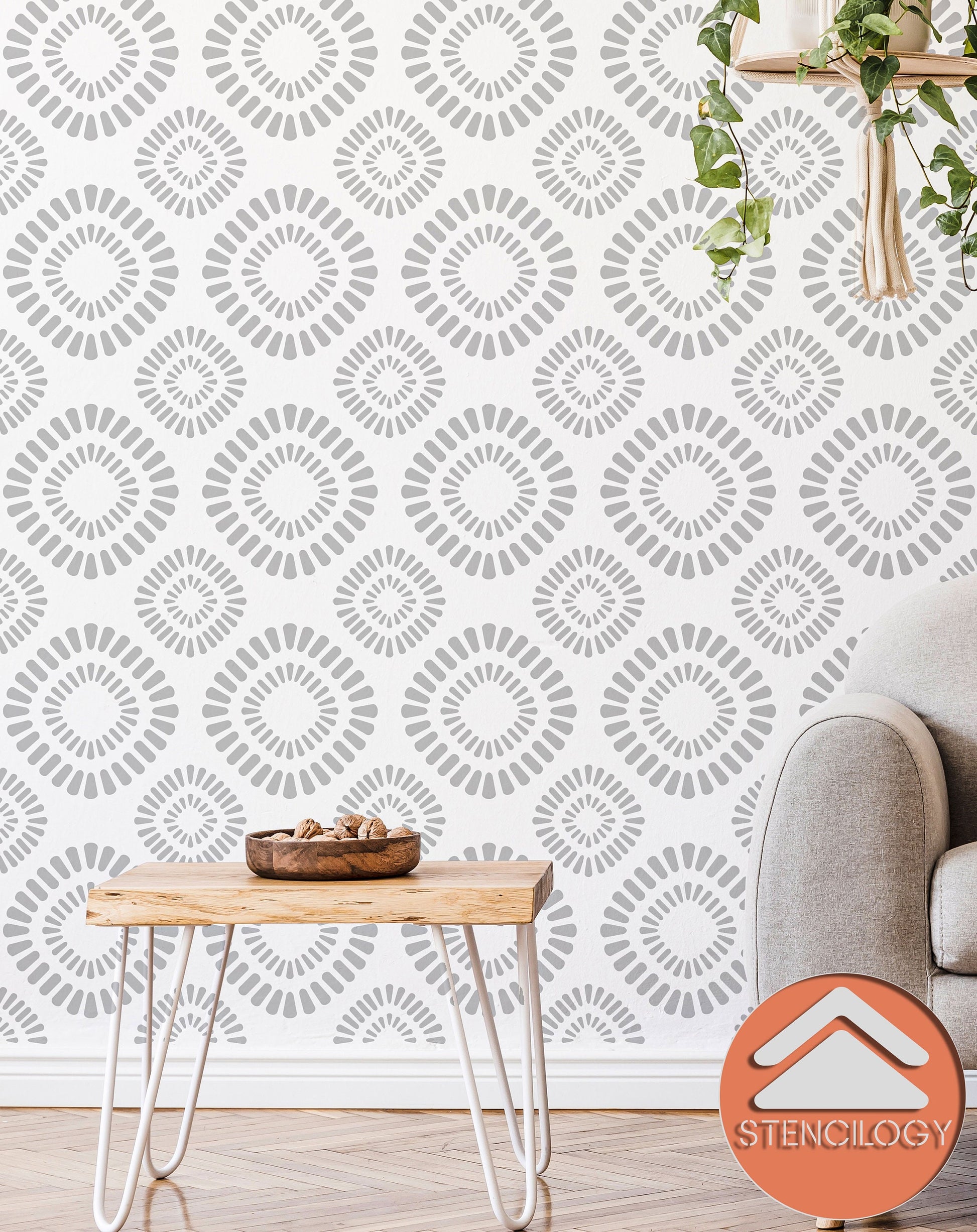 ASI - Large Floral Wall Stencil Pattern - View 5 | Stencilogy